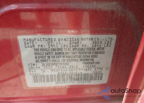 2015 Nissan Sentra Sv from USA, damaged, VIN 3N1AB7AP8FY316492